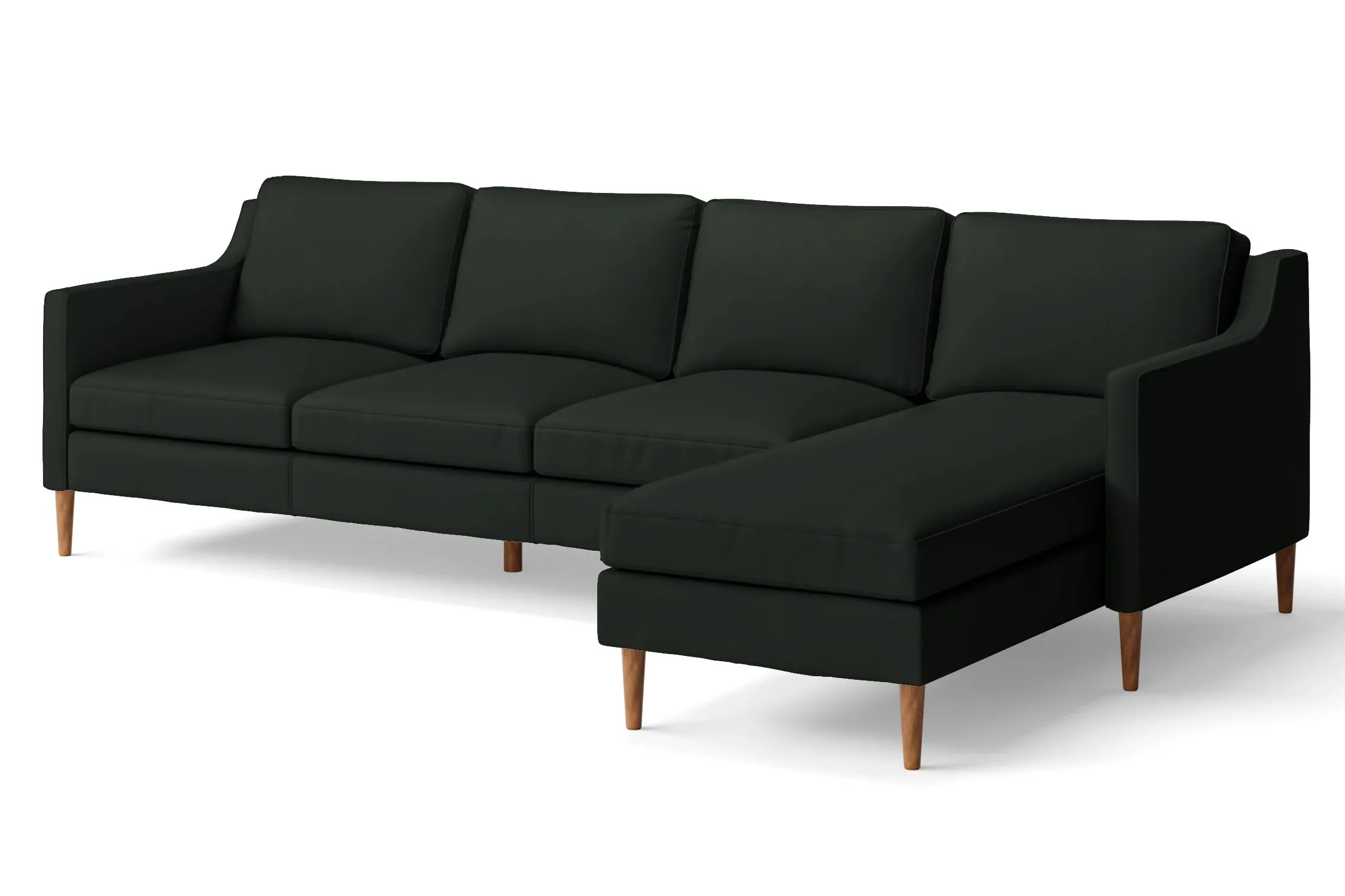 Greco 4 Seater Right Hand Facing Chaise Lounge Corner Sofa Green Leather