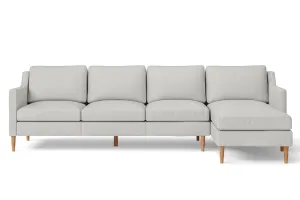 Greco 4 Seater Right Hand Facing Chaise Lounge Corner Sofa White Leather