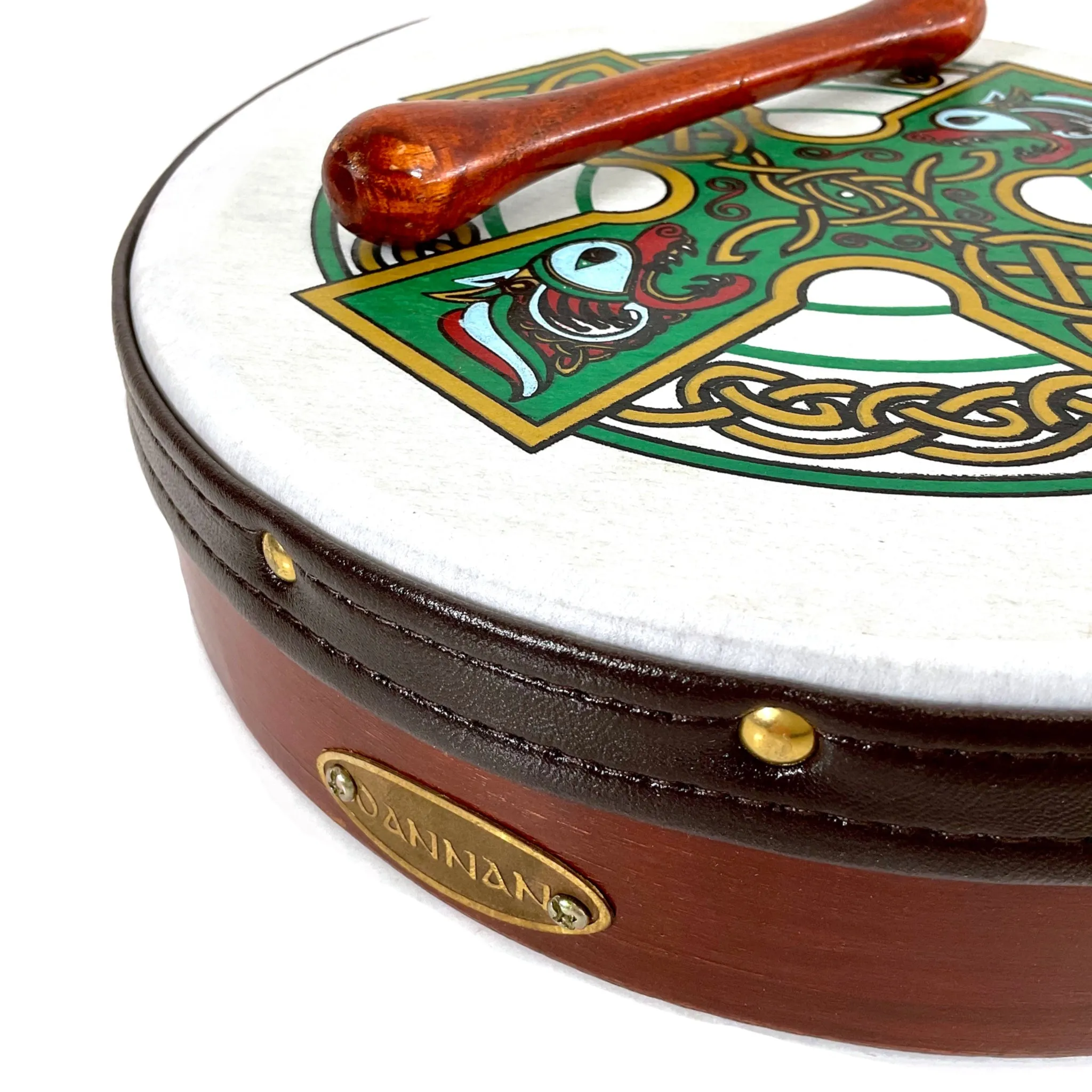 Handmade Dannan 10" Vegan Bodhran Hand Drum - The Green Brian Boru Bodhrán