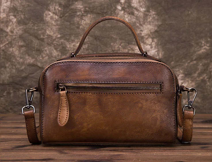 Handmade Womens Embossed Leather Handbags Cross Shoulder Bag For Women