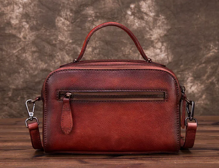 Handmade Womens Embossed Leather Handbags Cross Shoulder Bag For Women