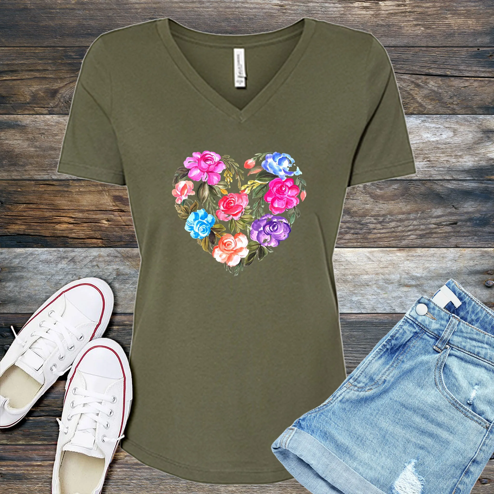 Heart Of Roses V-Neck