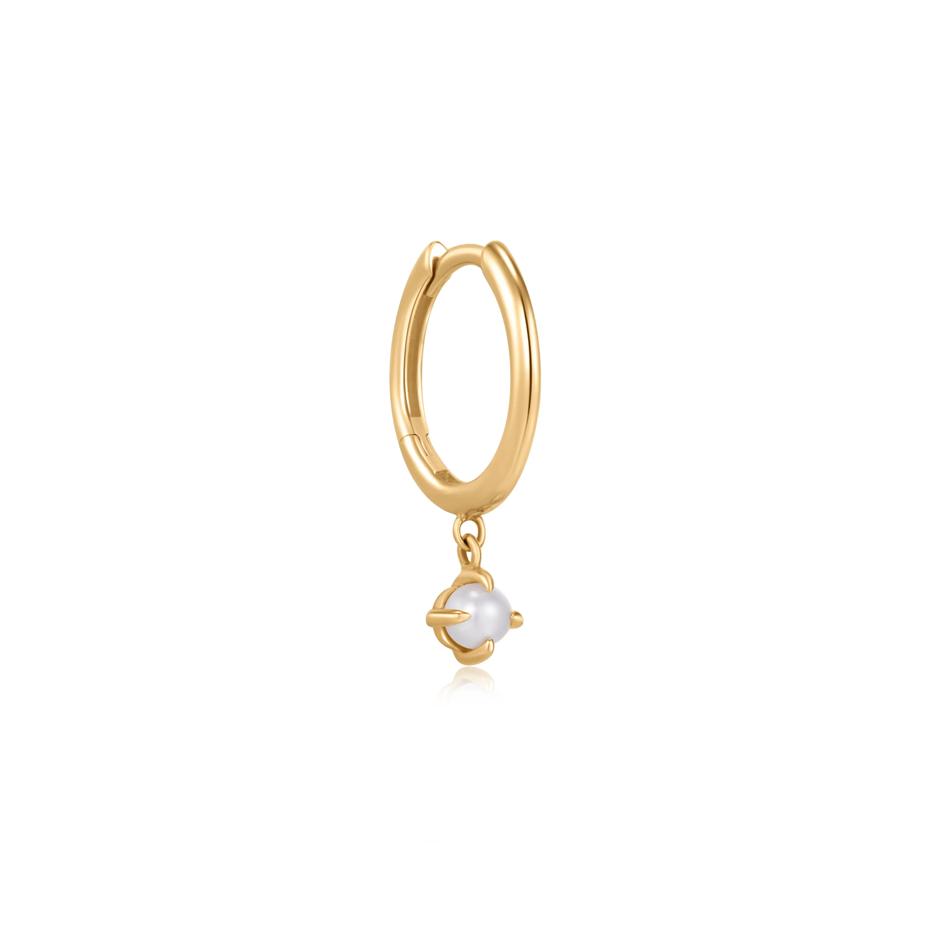 HELENA | Single White Pearl Dangle Huggie Hoop