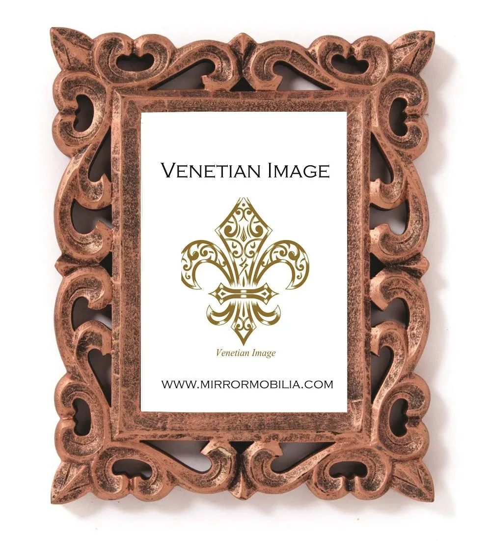 Inde Gallery Venetian Image Designer Foyer Hallway Entry Elegant Wall Mount Round Glass Mirror for Home Decor with Free Photo Frame (Silver, 36" X 36" ) Framed