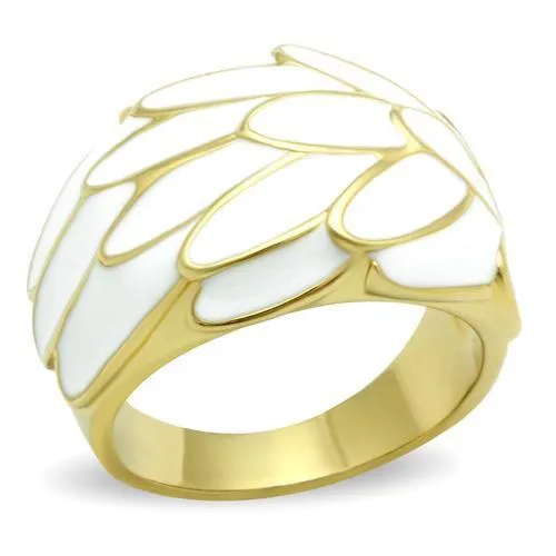IP Gold(Ion Plating) Brass Ring with No Stone for Women Style GL005