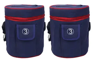 Kuber Industries 2 Piece Canvas Lunch Bag, Blue (Suitable for 3 Compartment)-CTKTC25999