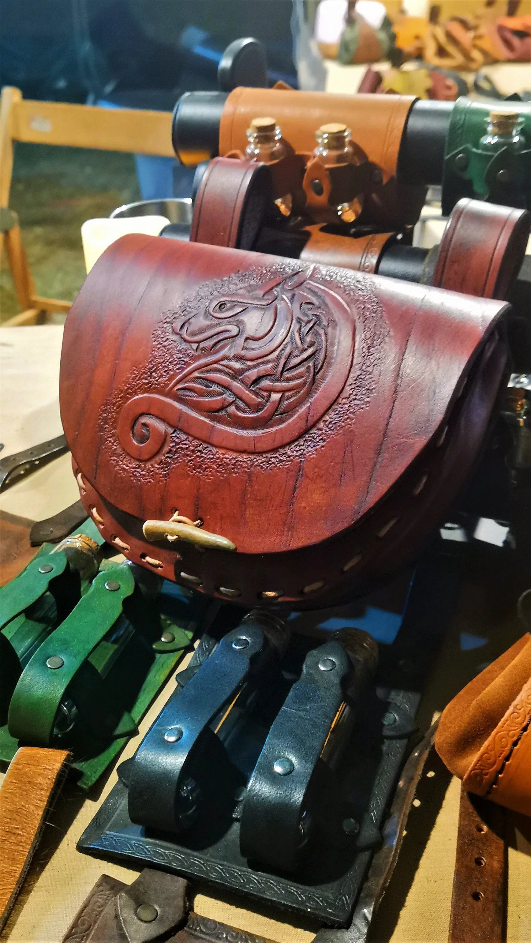 Leather Celtic Belt Bag / Handcrafted Custom Larp Purse