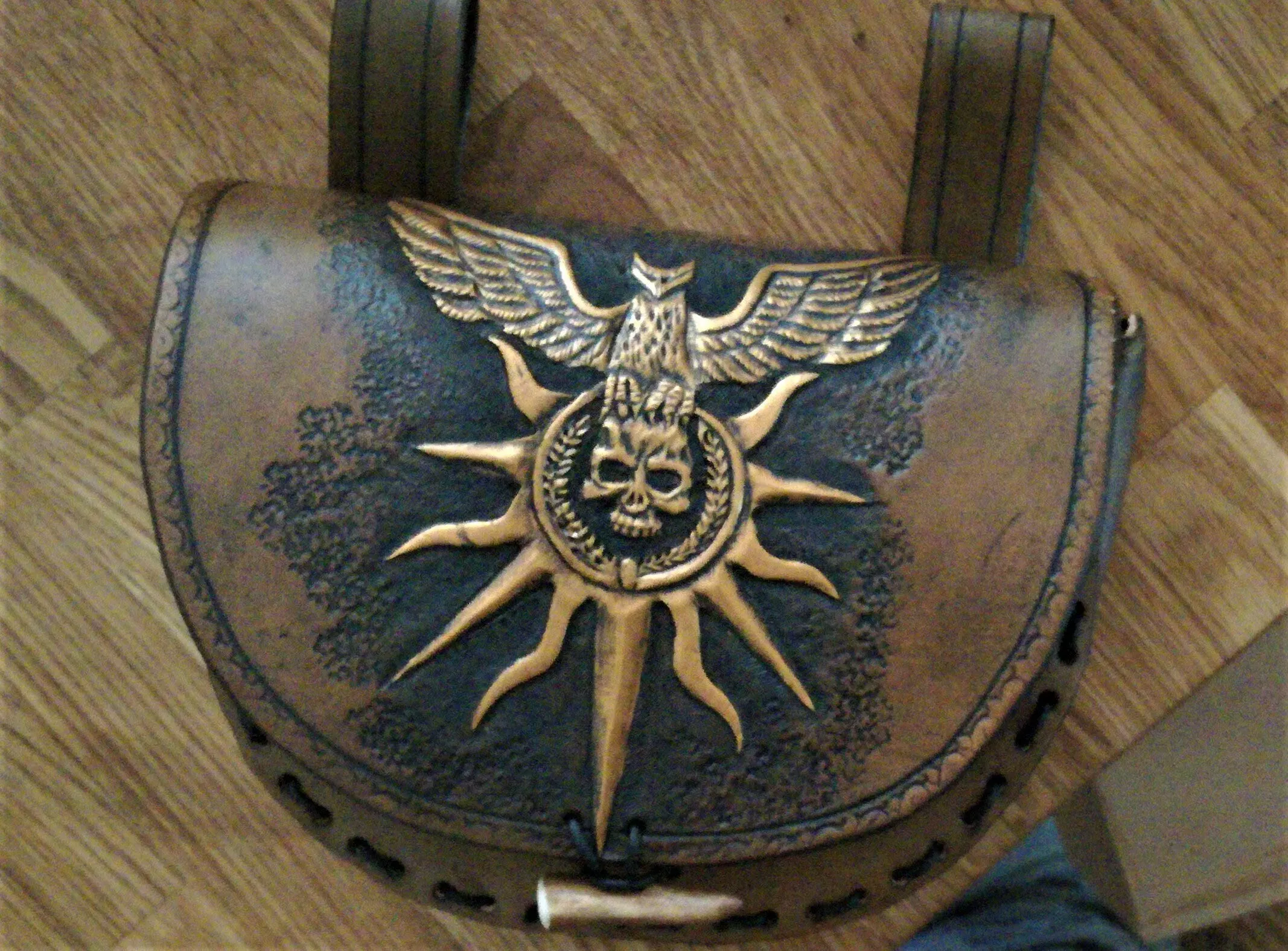 Leather Celtic Belt Bag / Handcrafted Custom Larp Purse