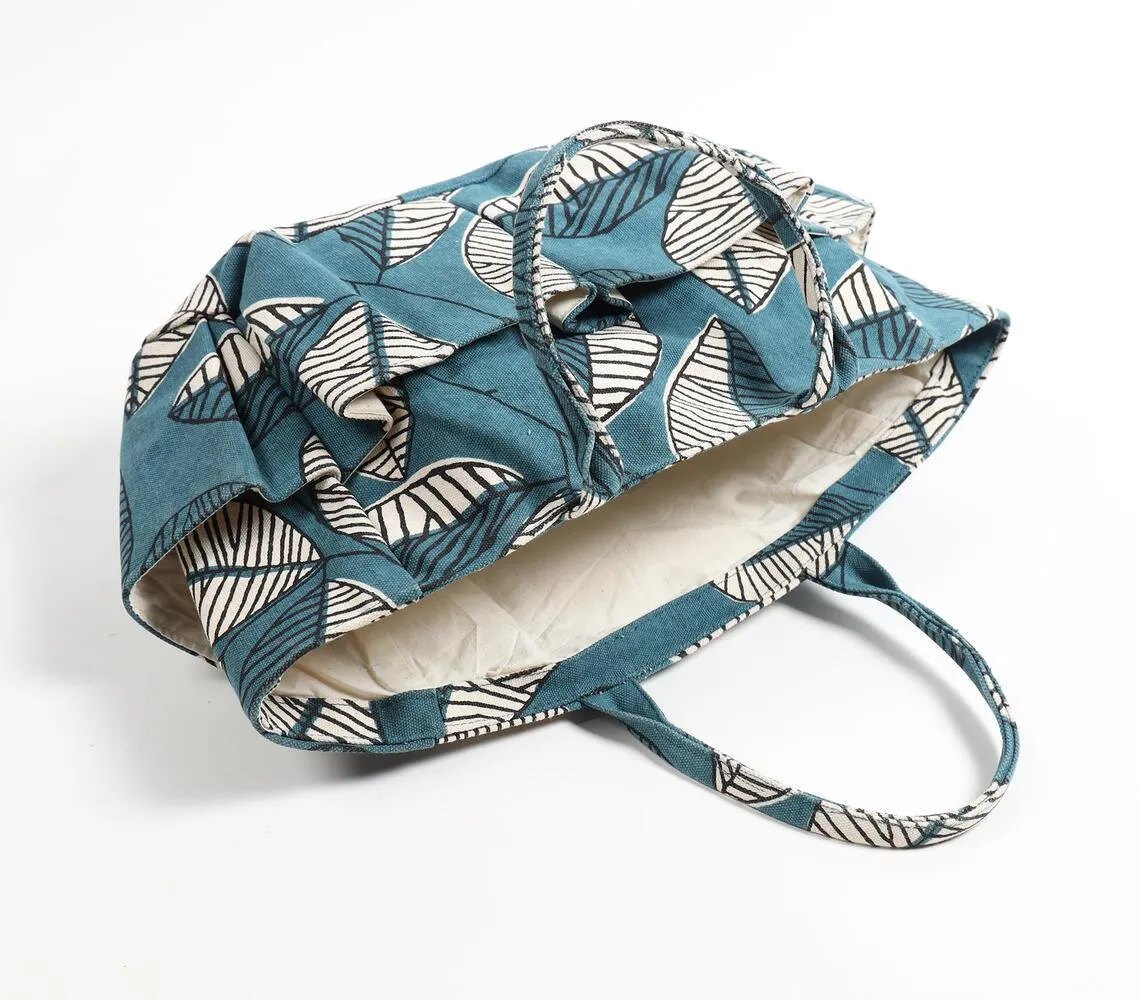 Leaves Motif Canvas Tote Bag