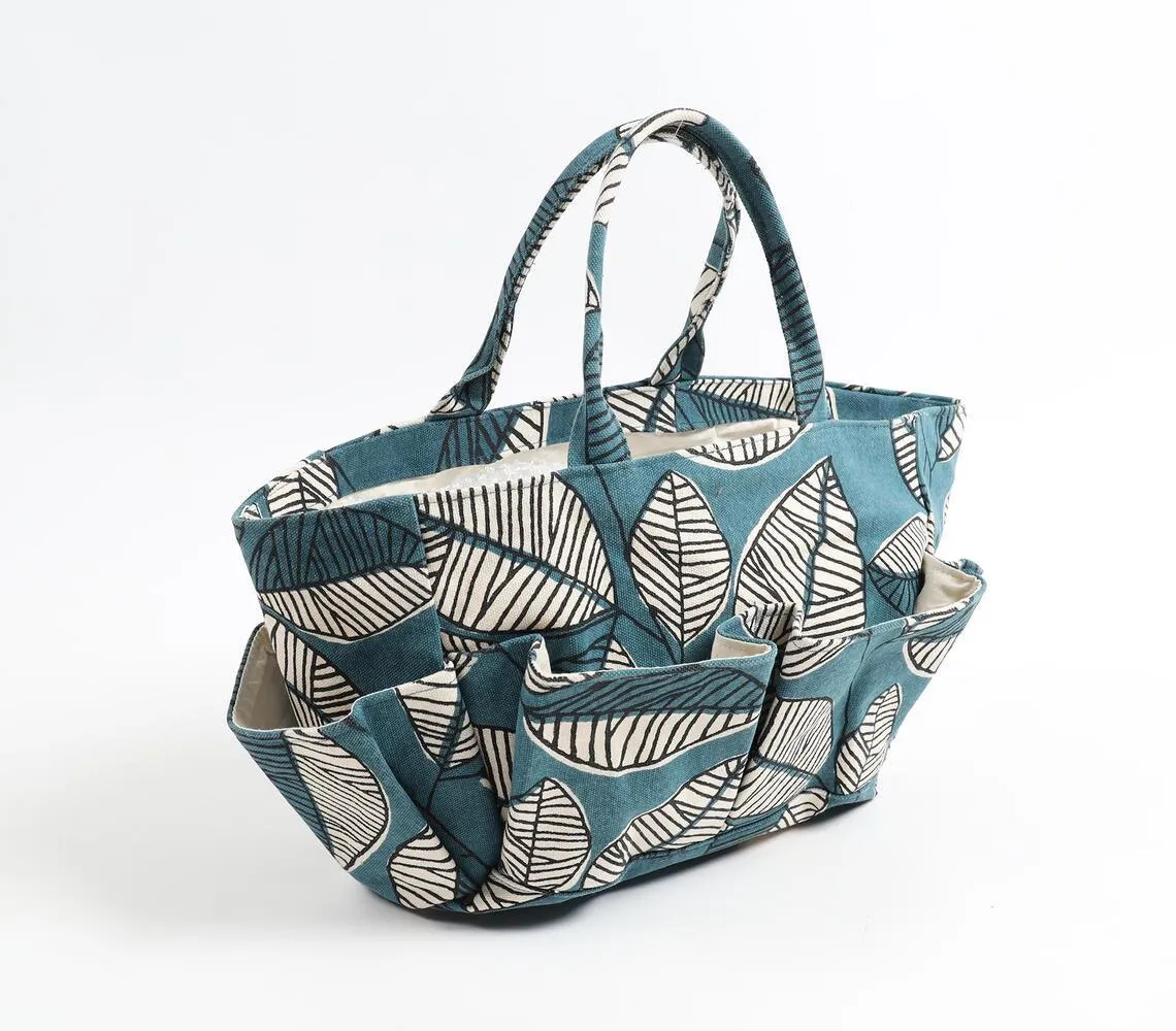 Leaves Motif Canvas Tote Bag