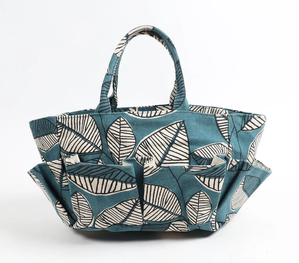 Leaves Motif Canvas Tote Bag