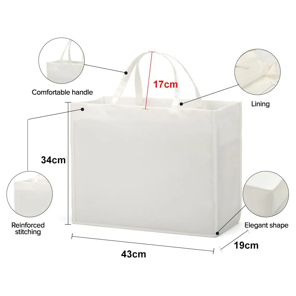 Linen Tote Bag White - 43 x 34 x 19 cm