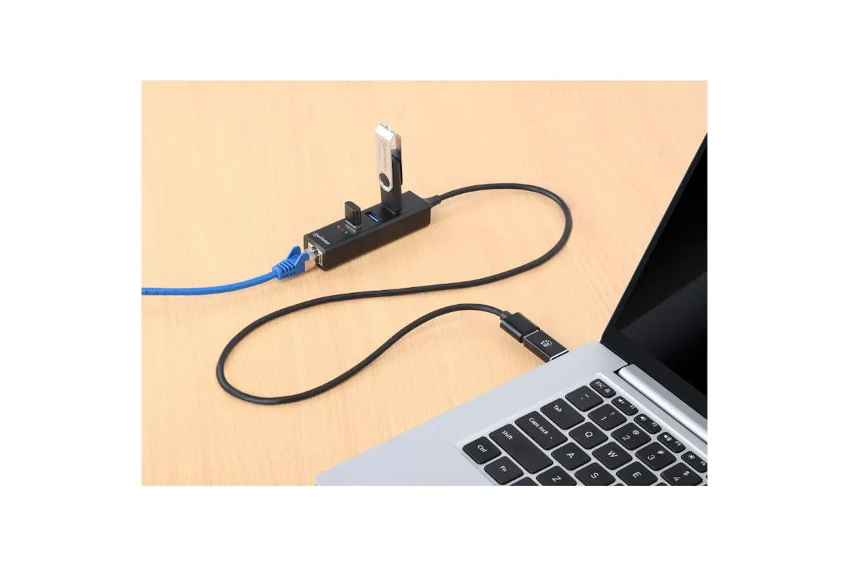 Manhattan 3-Port USB 3.0 Type-C/A Combo Hub with Gigabit Ethernet Network Adapter