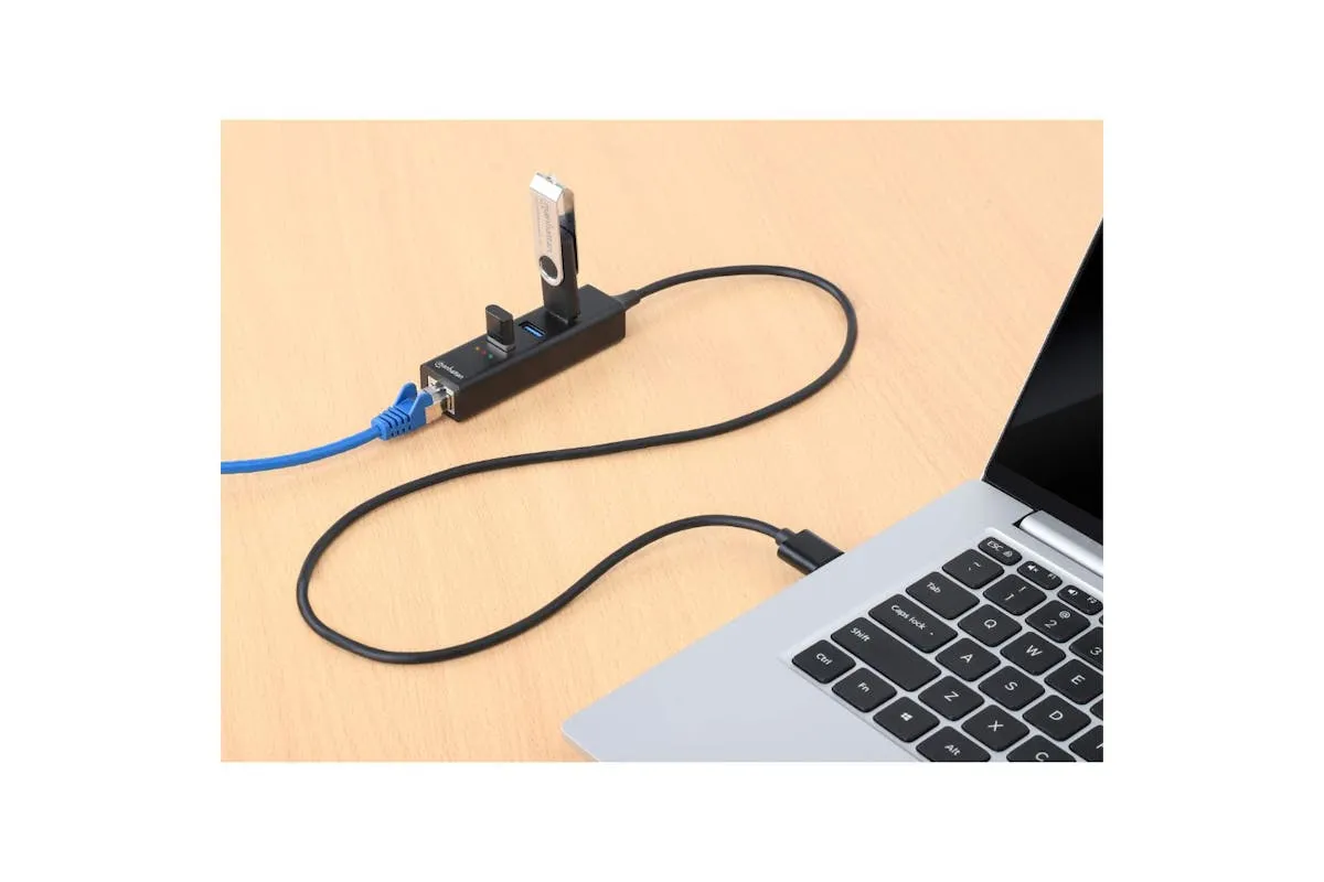 Manhattan 3-Port USB 3.0 Type-C/A Combo Hub with Gigabit Ethernet Network Adapter