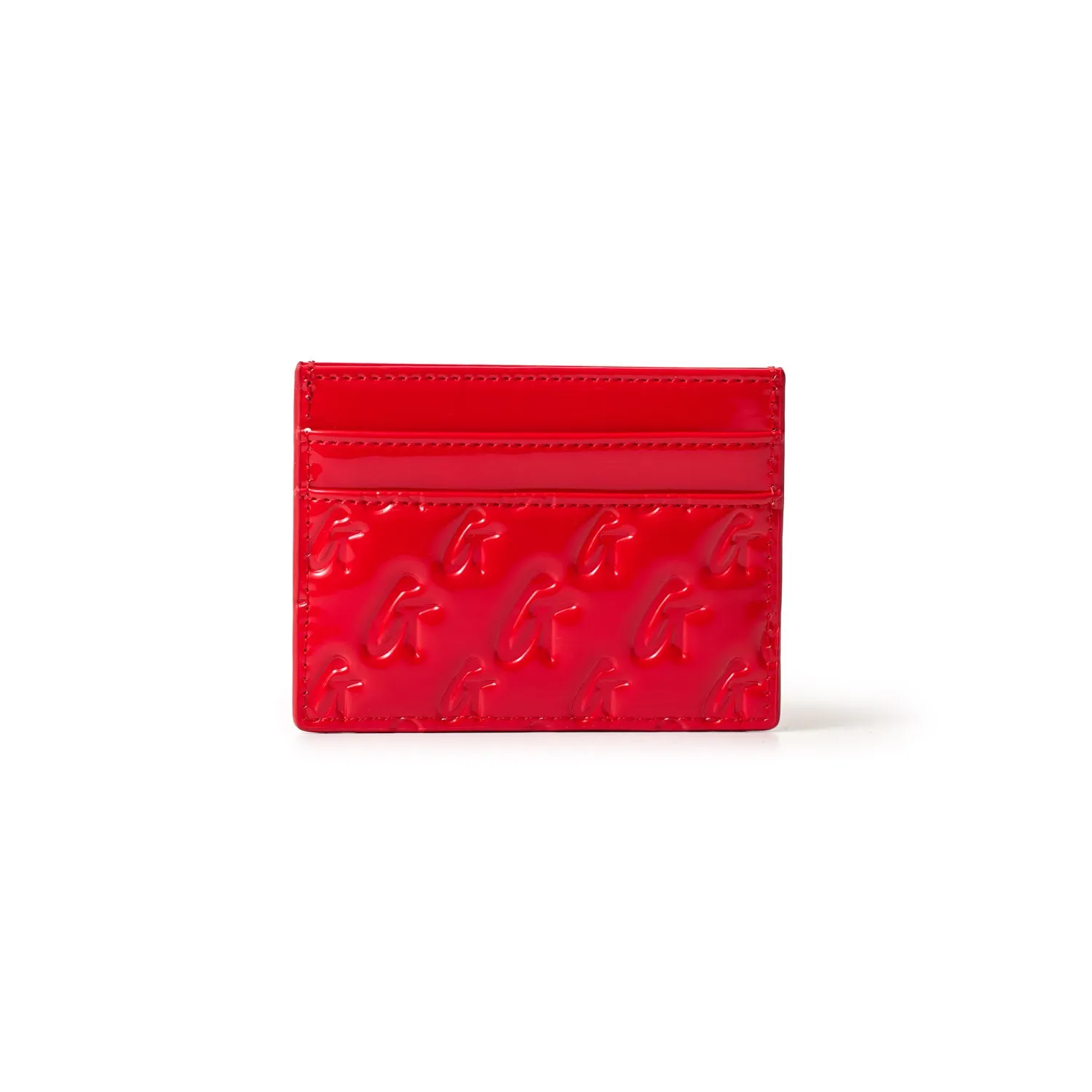 MONOGRAM GOLD CARD HOLDER - MIRROR RED