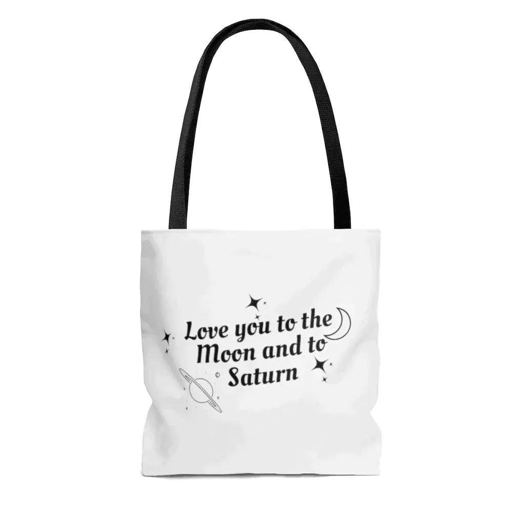 Moon and Saturn Tote Bag | Reusable Canvas Bag | Song Lyrics Grocery Bag | Reusable Gift | Taylor Fan Bag | I Love Taylor Gift