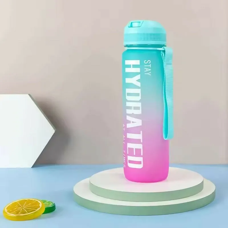 Motivational Water Bottle with Time Marker BPA 5604 Free-Aqua