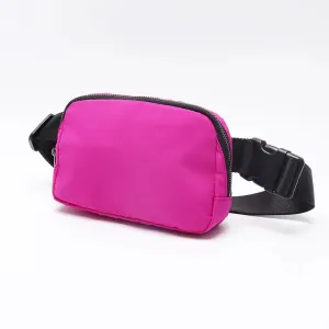 Nylon Waist Bag - Bright Pink with black