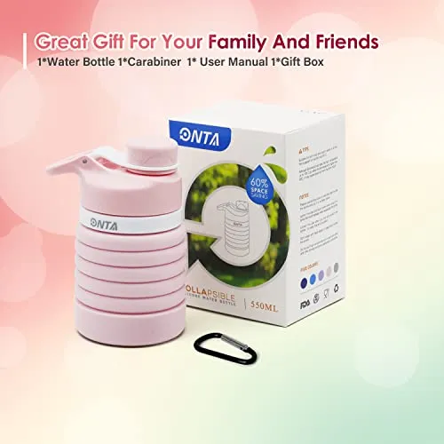 ONTA Collapsible Water Bottle- BPA Free Silicone Foldable Water Bottle