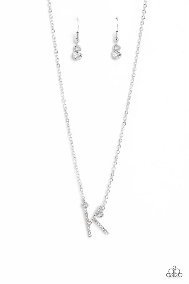 Paparazzi Necklace ~ INITIALLY Yours - K - White