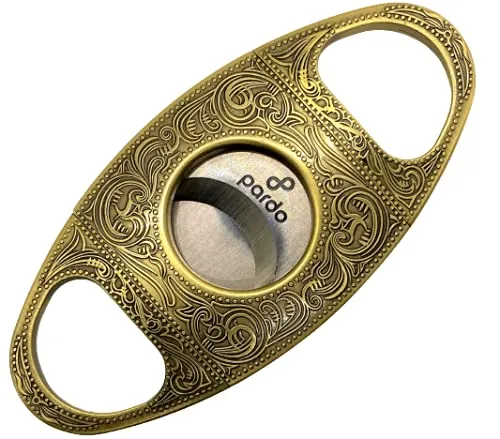 Pardo Cigar Cutter Engraved Stainless Steel - Silver - Straight Cut, Double Blade