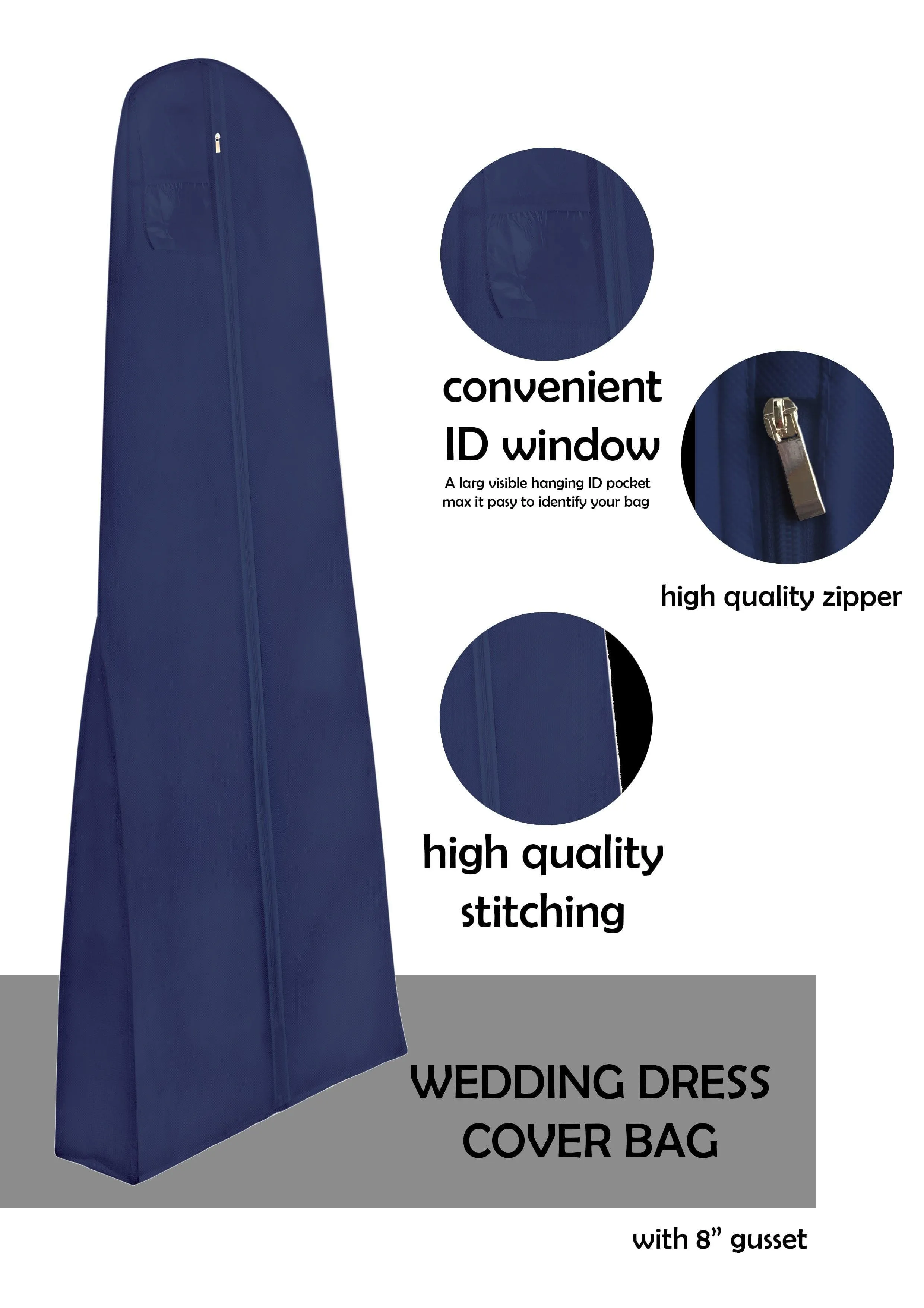 Personalised Wedding Dress Cover Bags with 8" Gusset