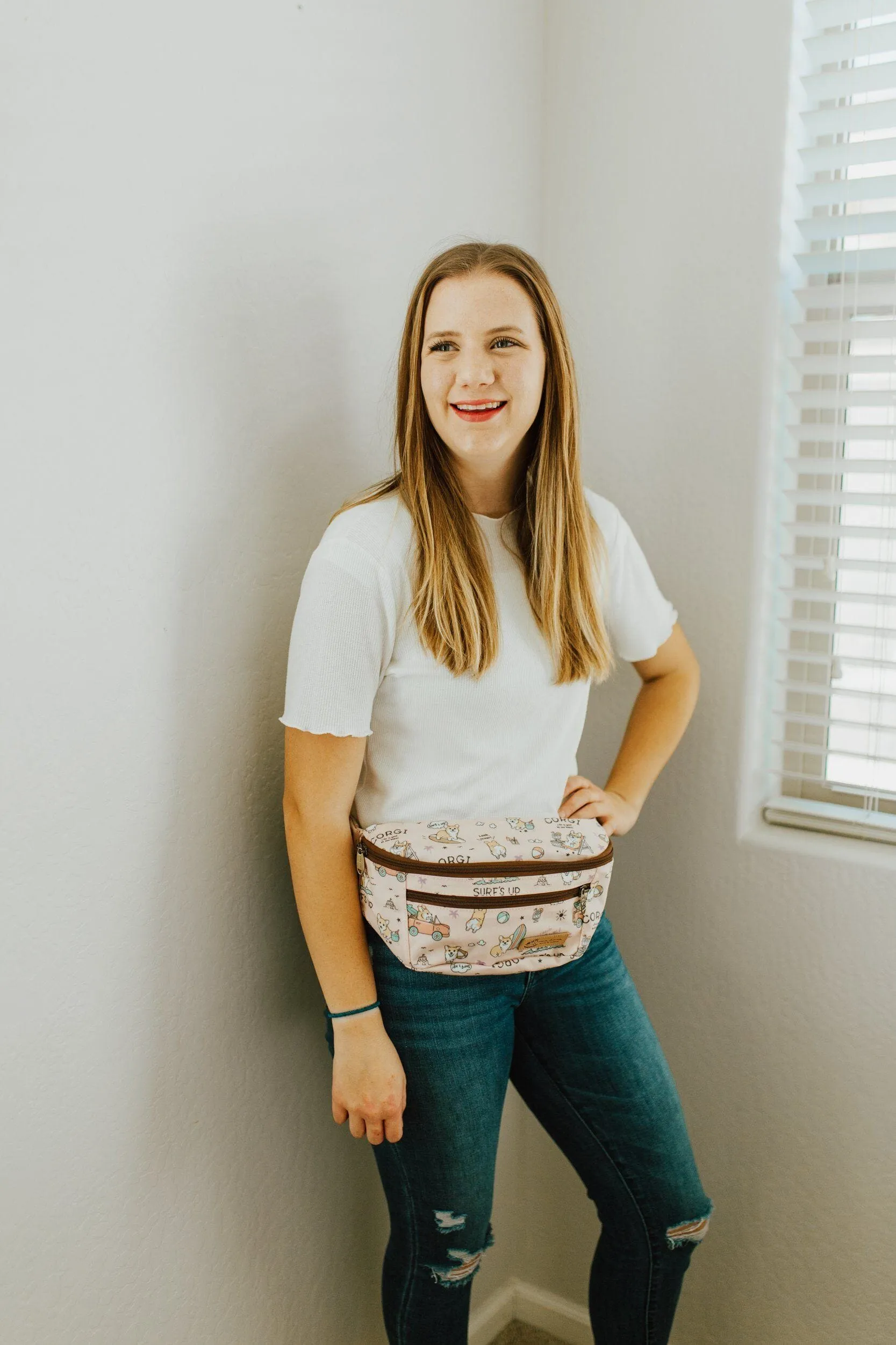 Pink Beer Corgi Fanny Pack