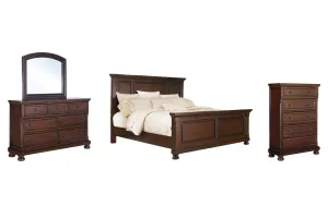Porter Queen Panel Bed with Mirrored Dresser and Chest