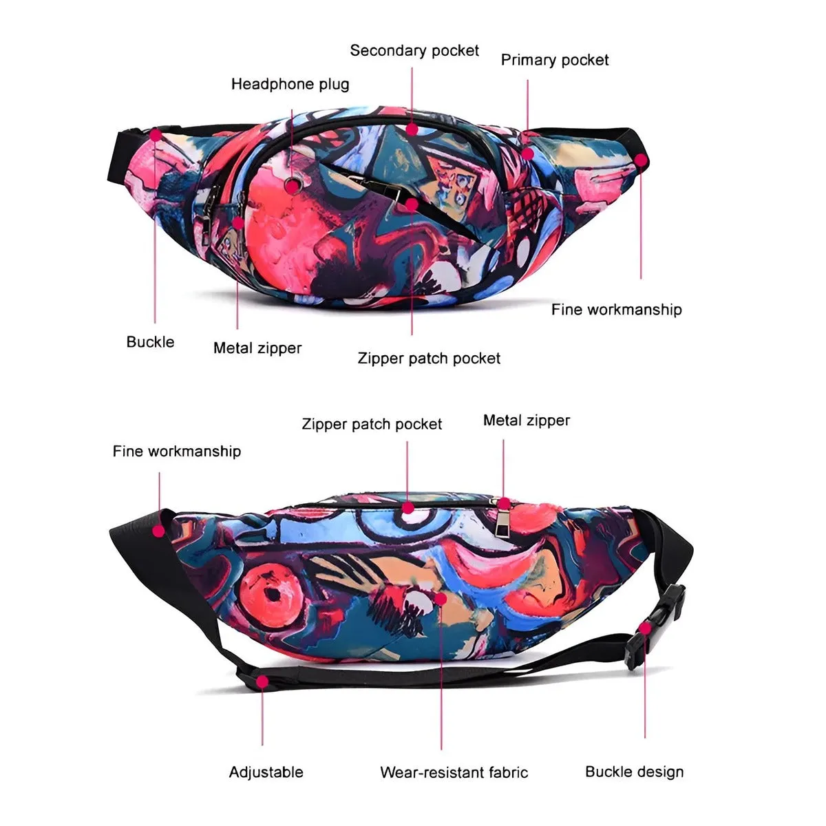 Printed Travel Waist Bags