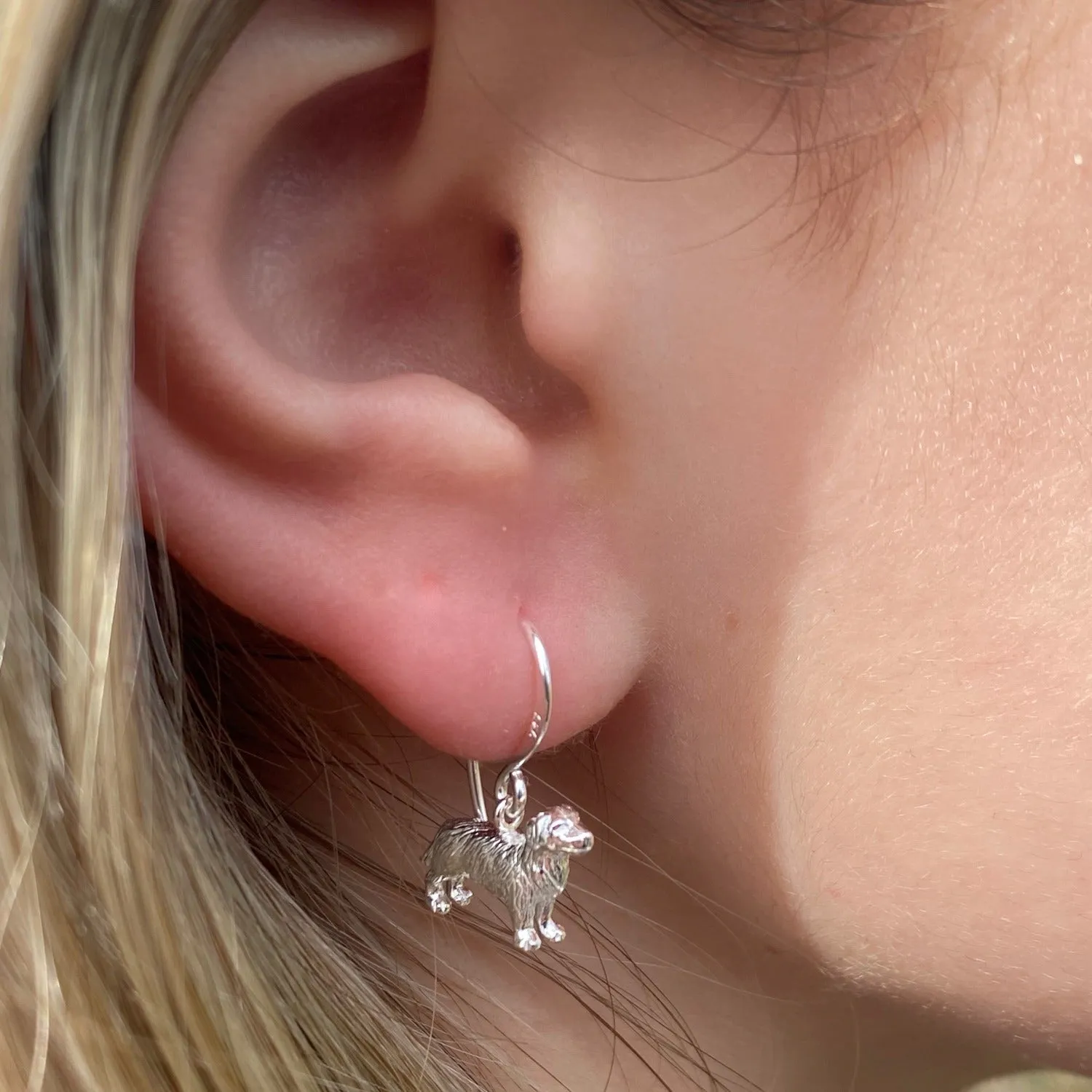 Silver Retriever Drop Earrings