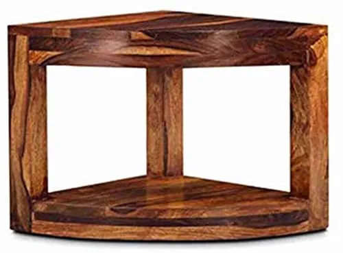 Solid Sheesham Wood Coffee Table with 4 Stool | Round Centre Table for Living Room, Home, Office Furniture | Teapoy for Living Room