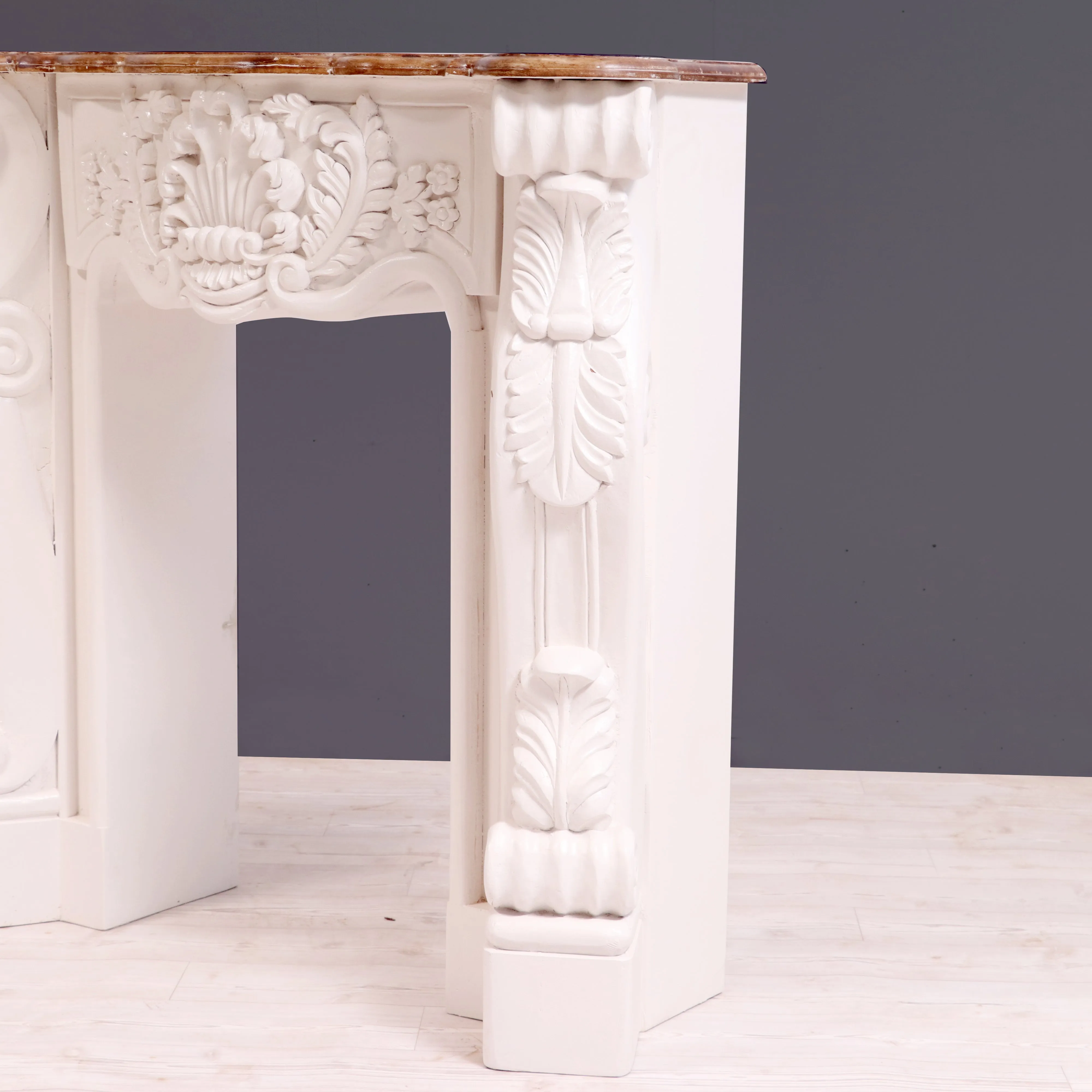 Solid wood fire mantel carved french console table