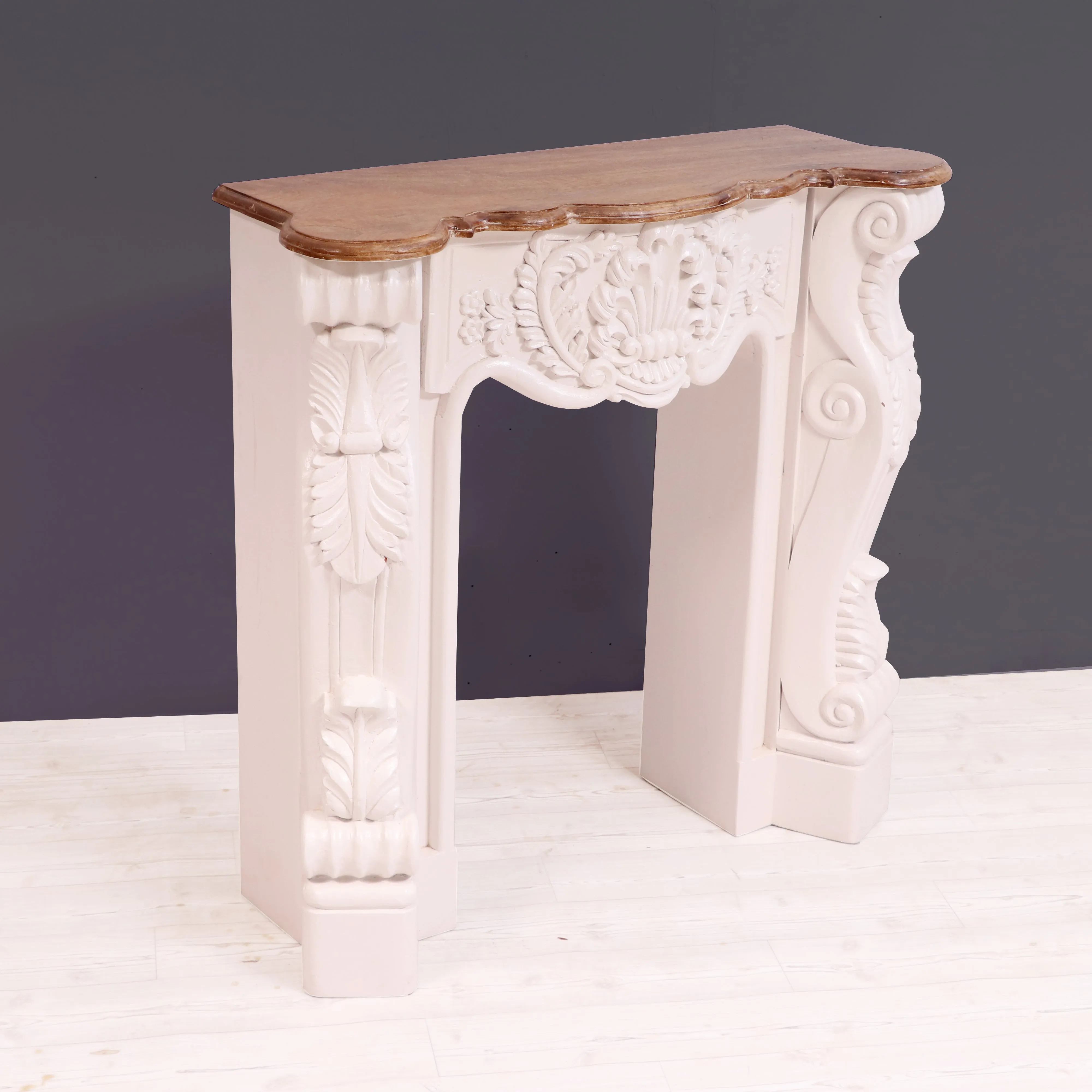 Solid wood fire mantel carved french console table
