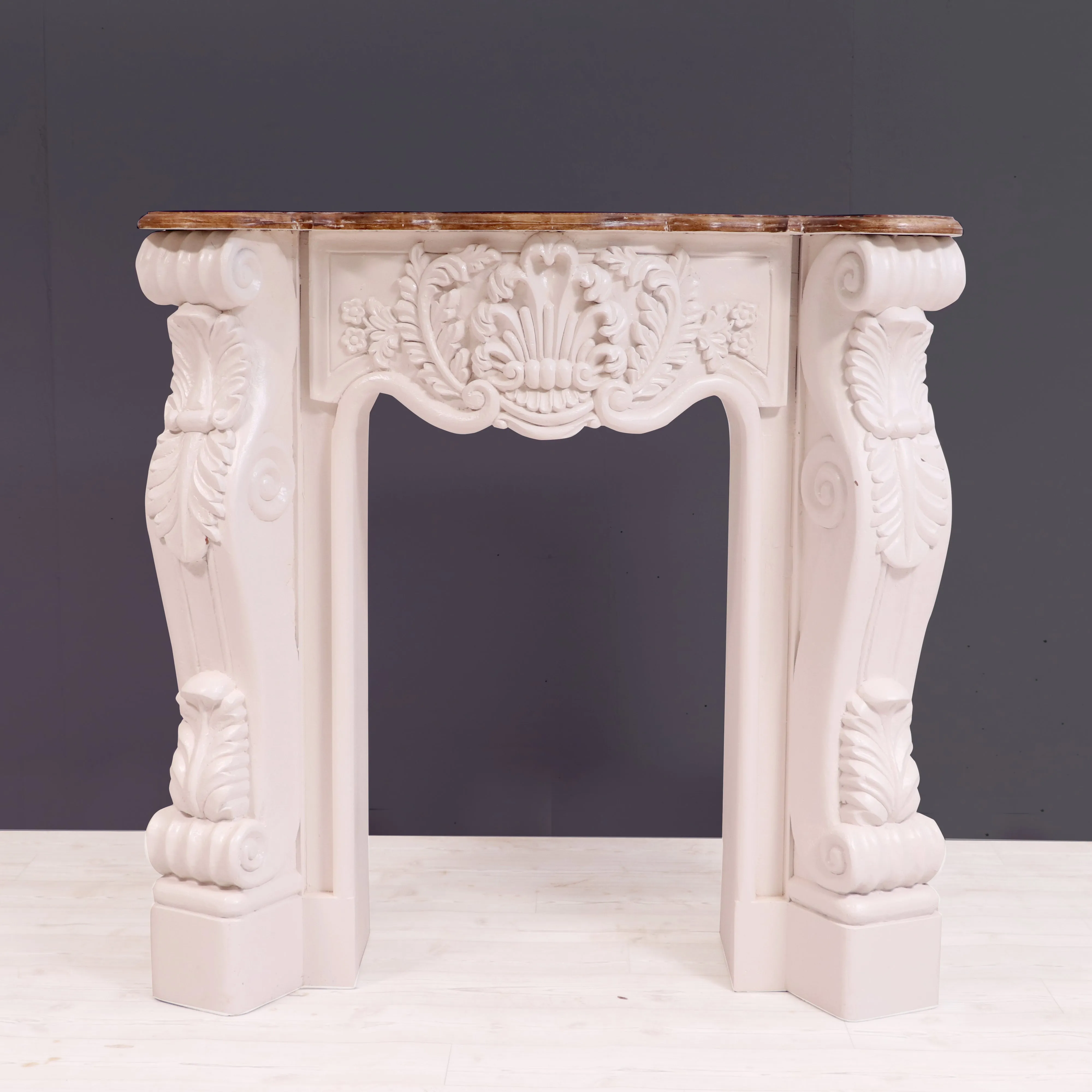 Solid wood fire mantel carved french console table
