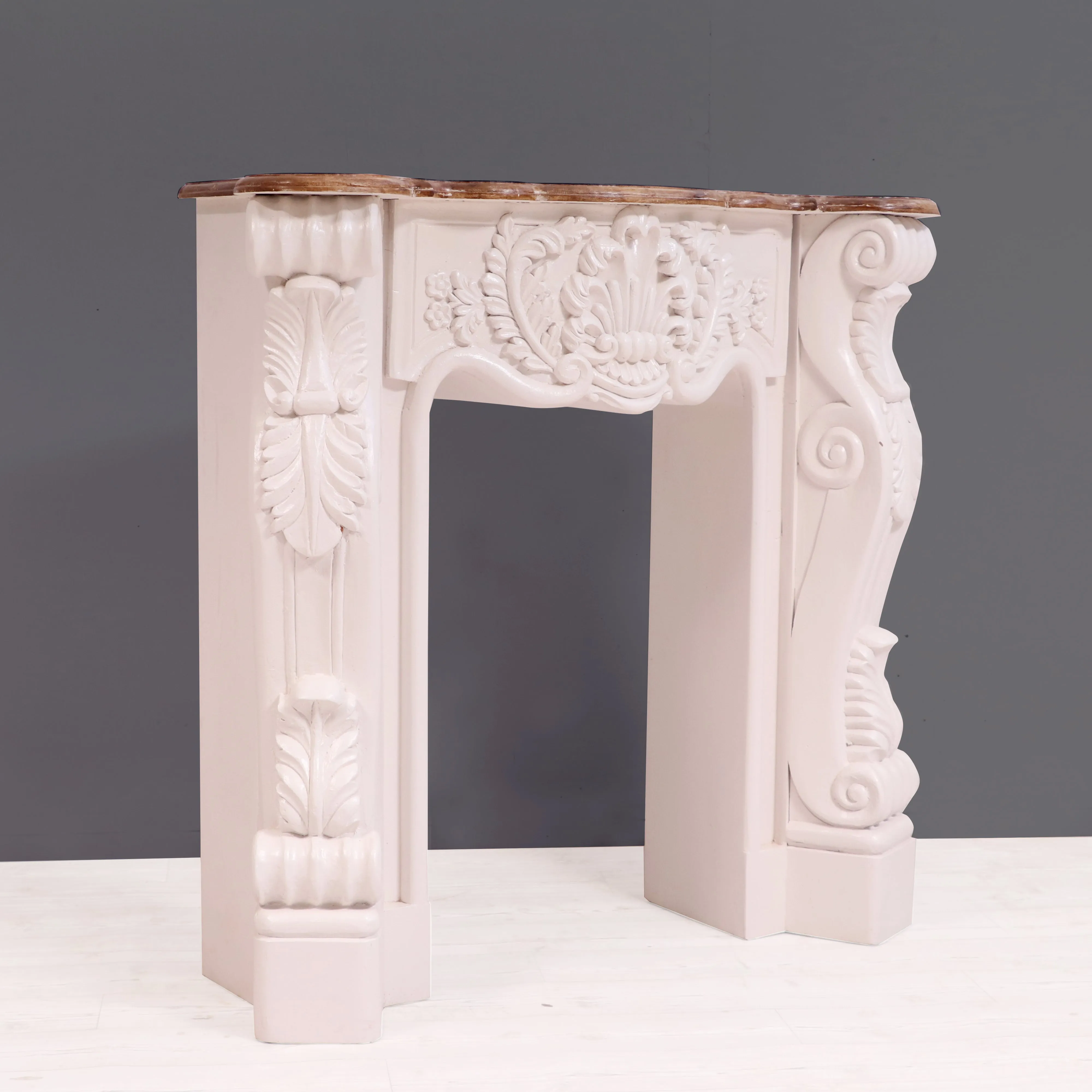 Solid wood fire mantel carved french console table