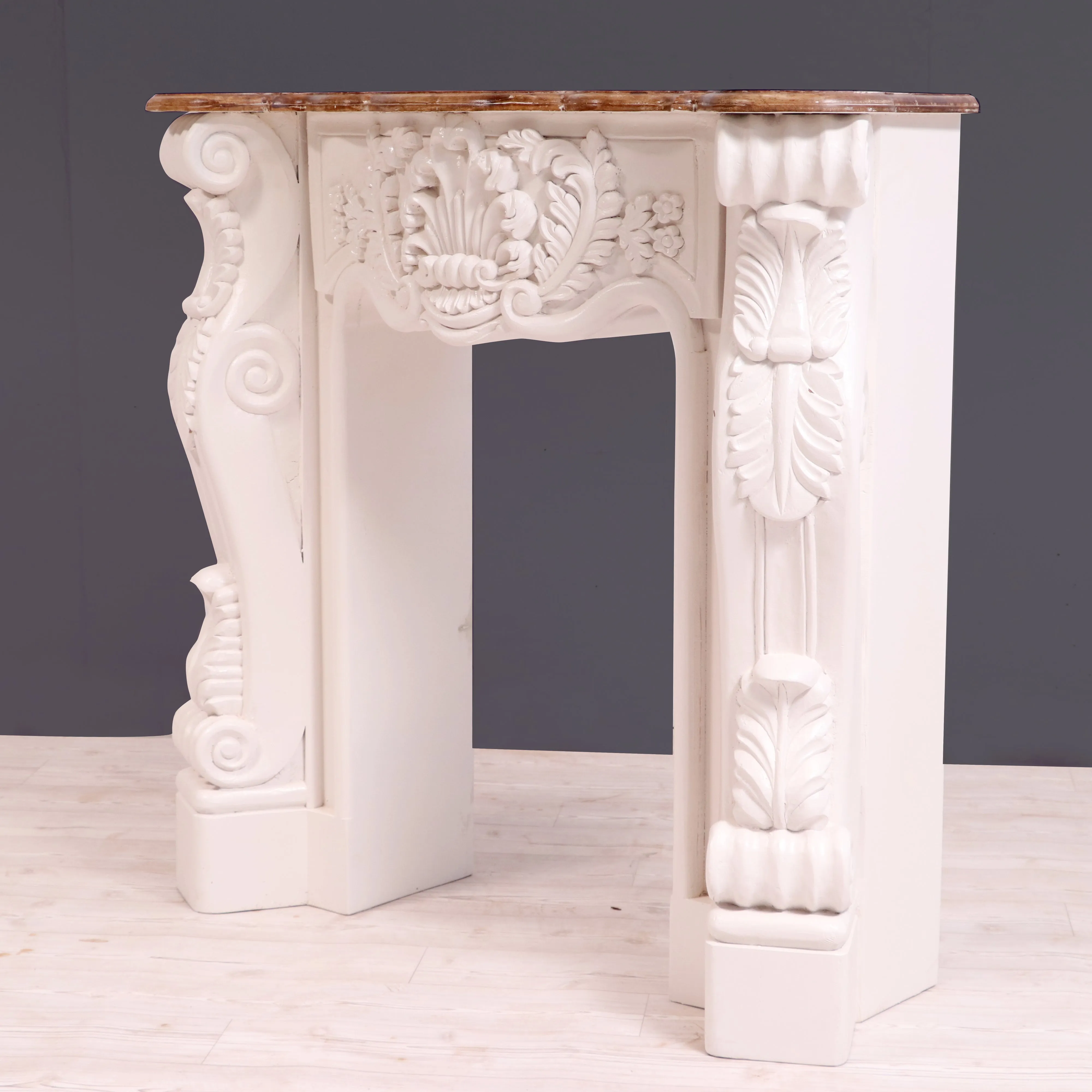 Solid wood fire mantel carved french console table