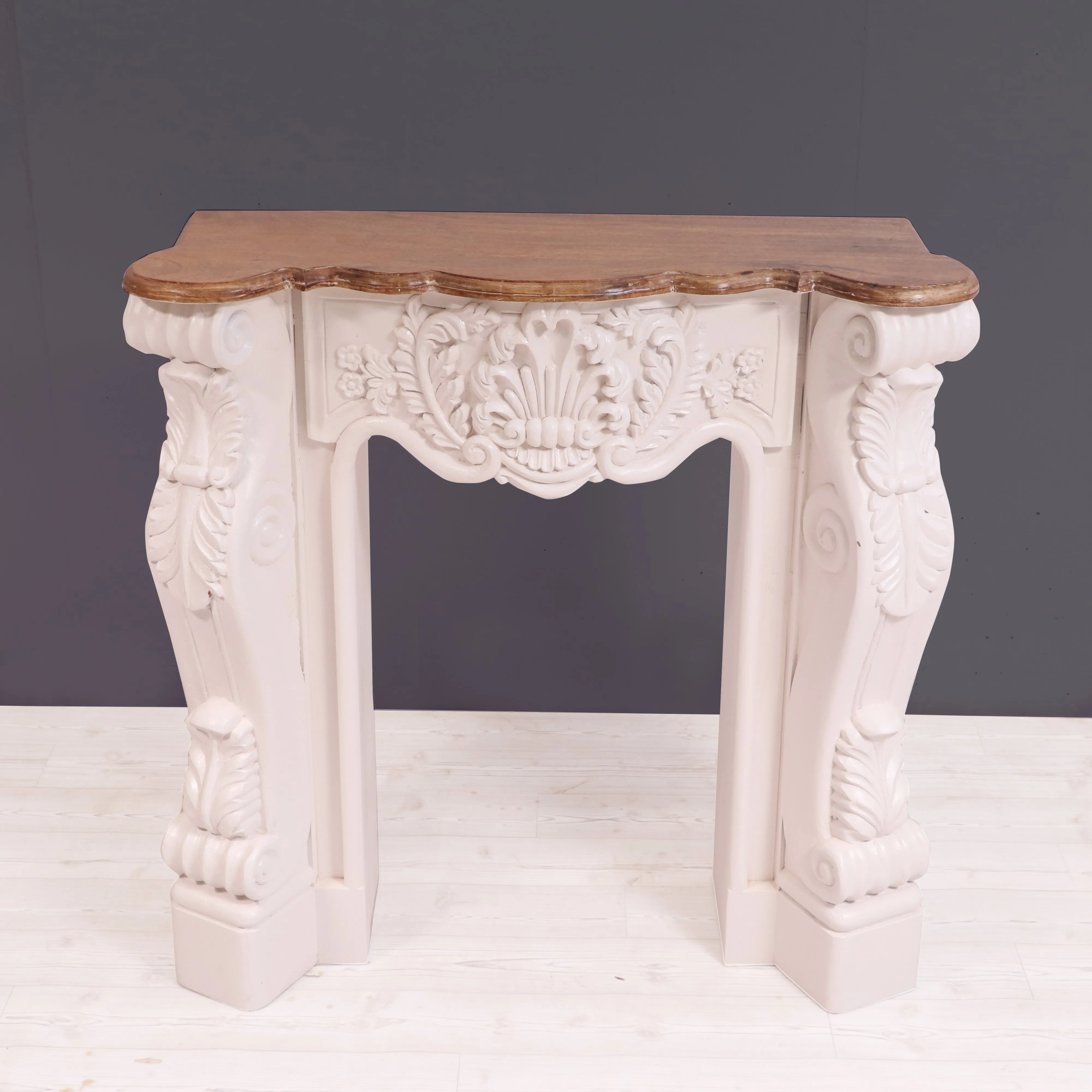 Solid wood fire mantel carved french console table