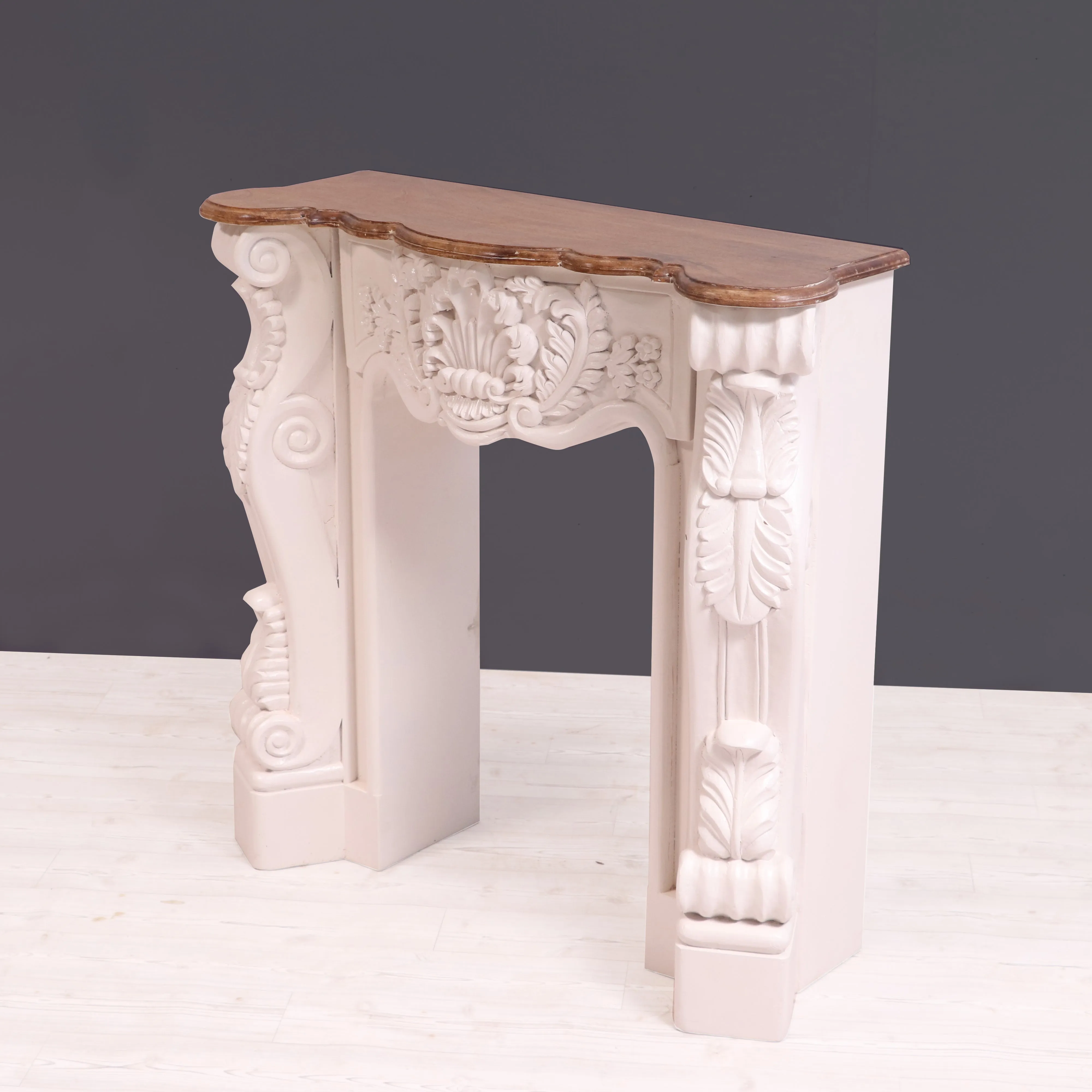 Solid wood fire mantel carved french console table