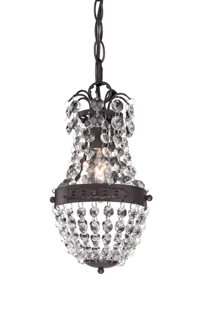 Sterling Clear Crystal Mini Pendant With Bronze Banding
