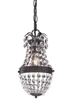 Sterling Clear Crystal Mini Pendant With Bronze Banding