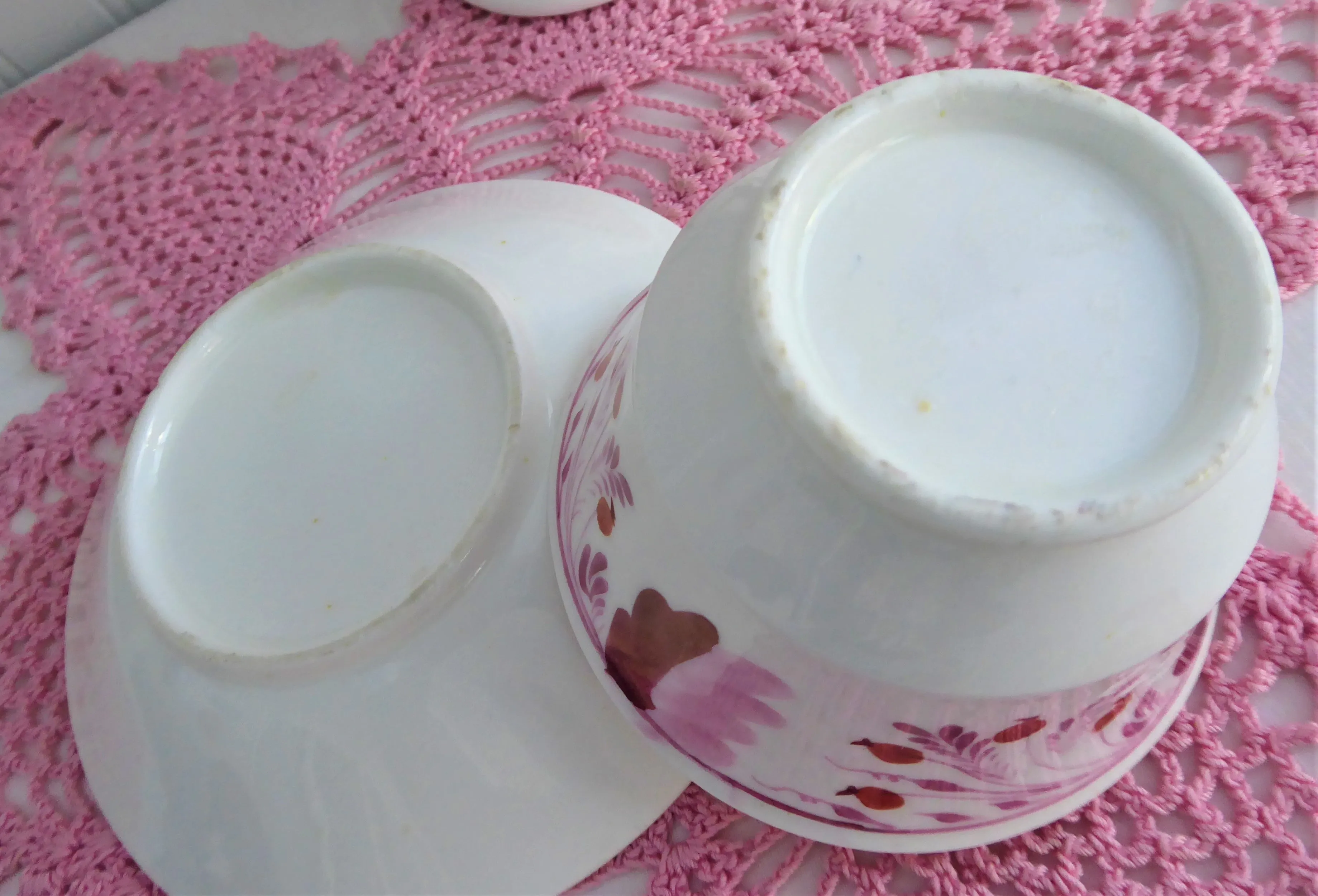 Tea Bowl Cup And Saucer Pink Copper Luster Floral 1810 Georgian Staffordshire