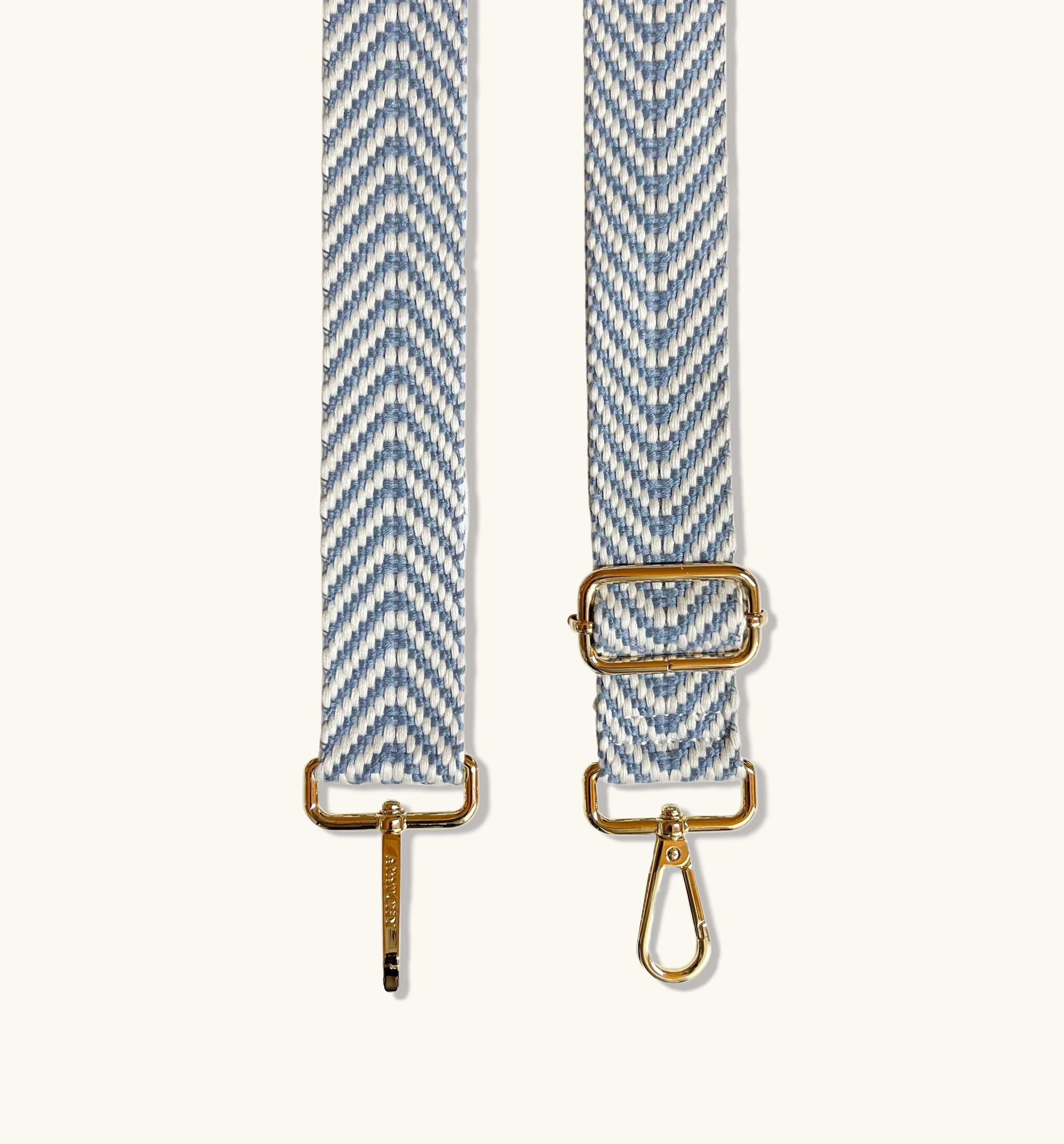 The Tassel Denim Blue Leather Crossbody Bag With Denim Blue Chevron Strap