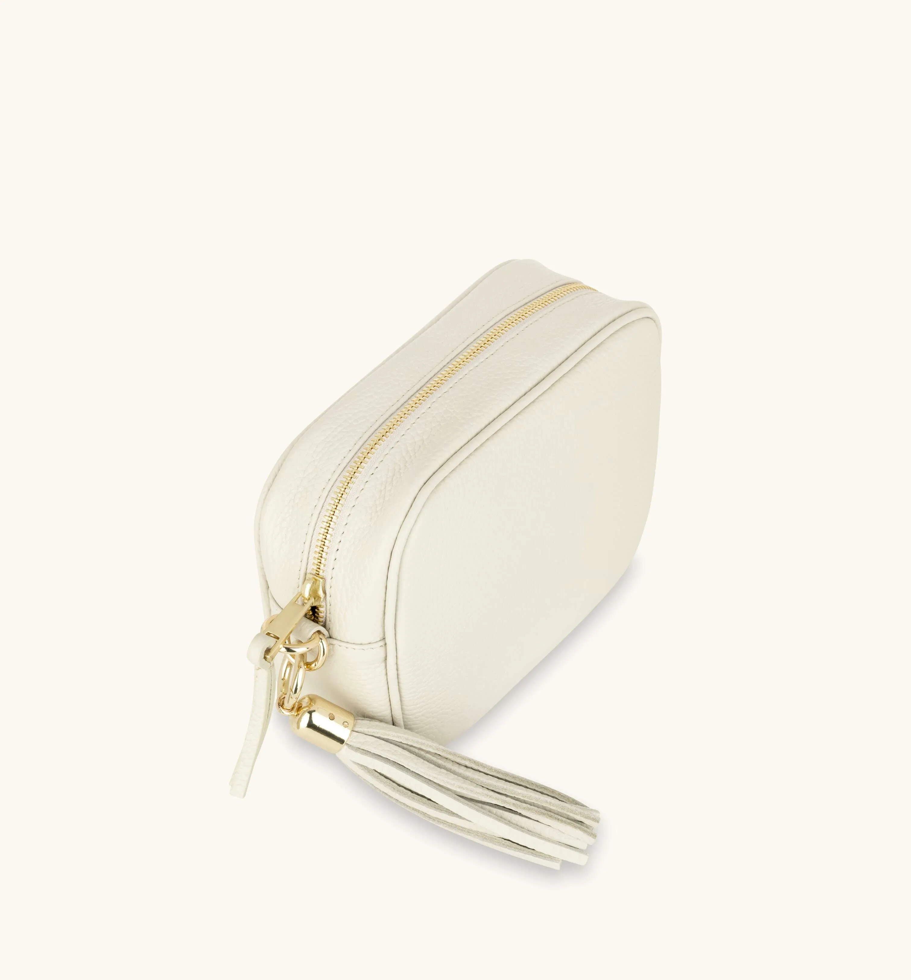 The Tassel Stone Leather Crossbody Bag With Lemon Cheetah Strap