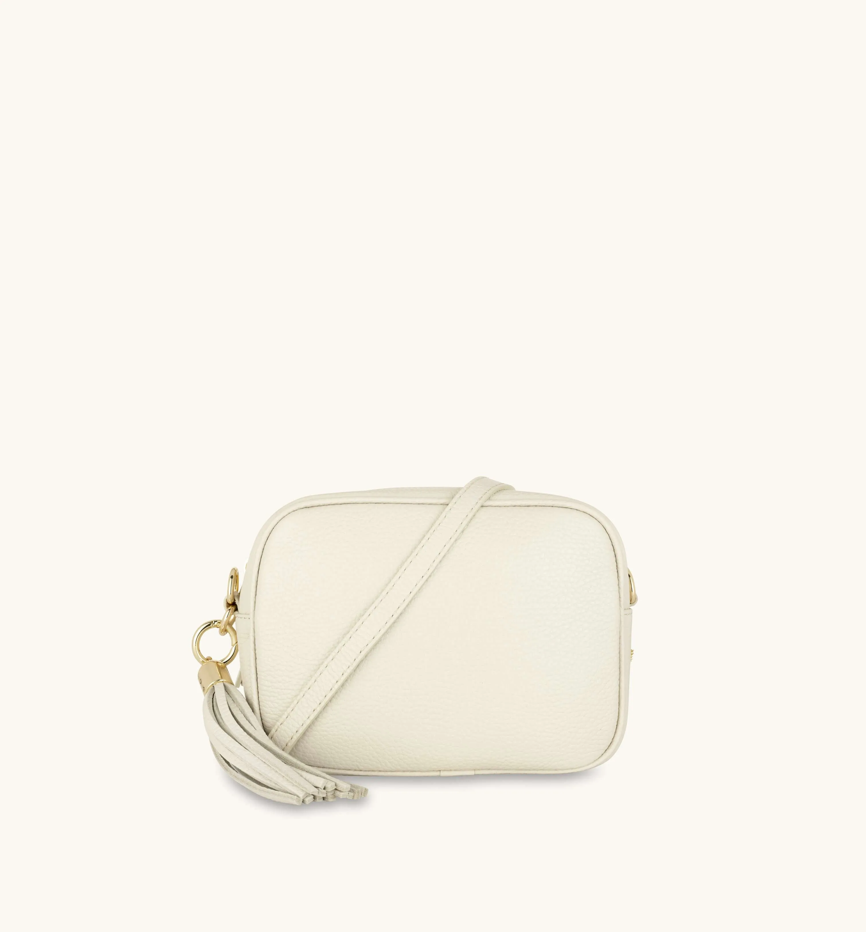The Tassel Stone Leather Crossbody Bag With Lemon Cheetah Strap