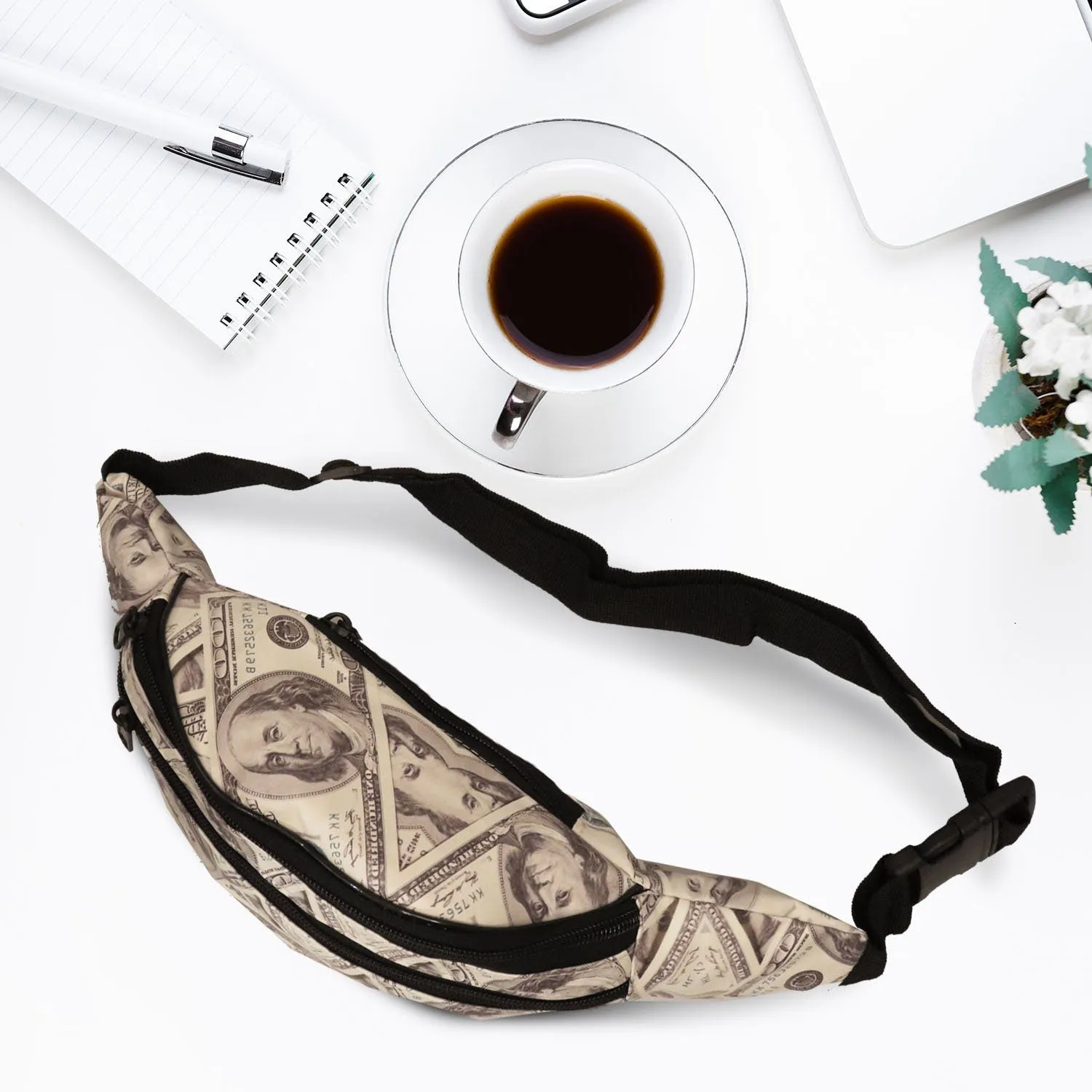 Trendy Fanny Pack with Money Print