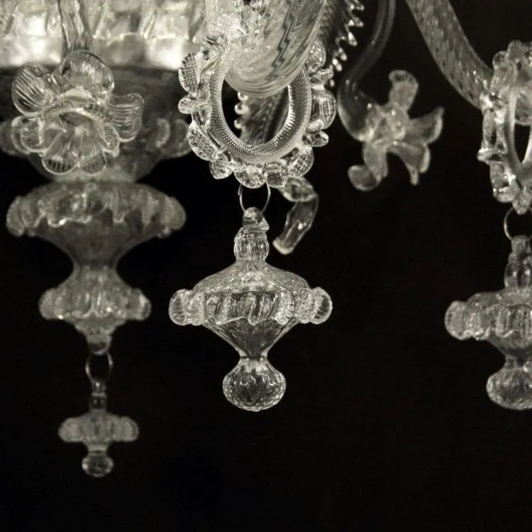 Two Tier 4 3 Light Rezzonico Sconce in Clear Murano Glass