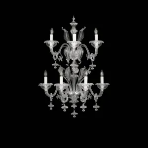 Two Tier 4 3 Light Rezzonico Sconce in Clear Murano Glass