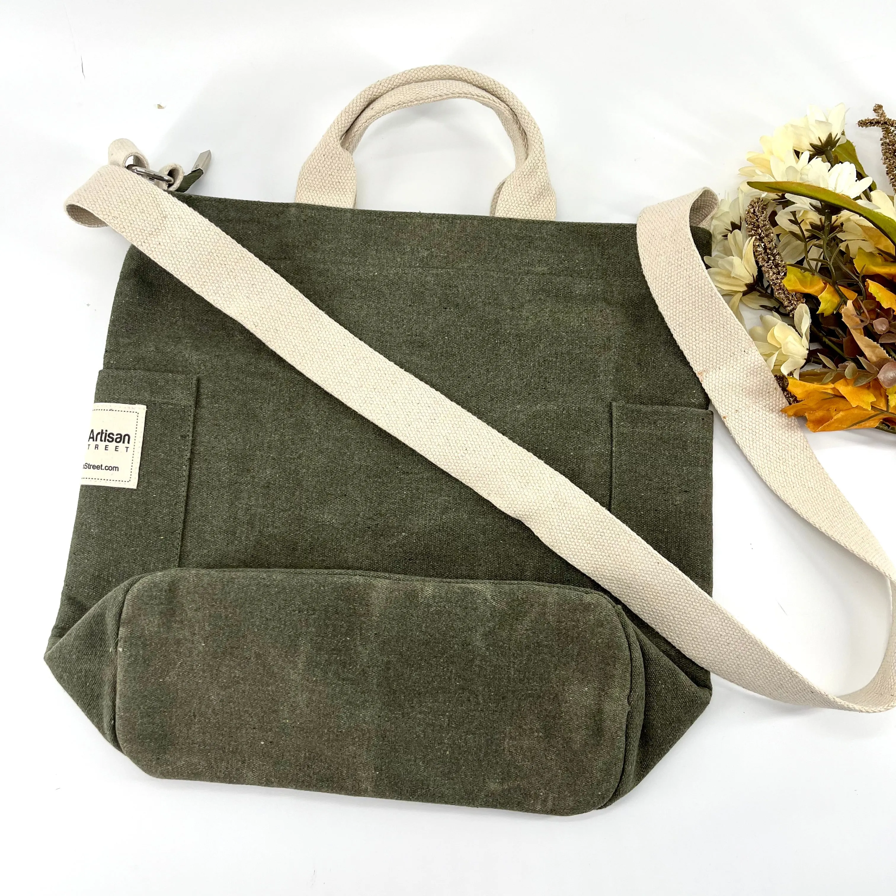 Upcycled Waxed Canvas, Heavy Duty Bags | Olive Green