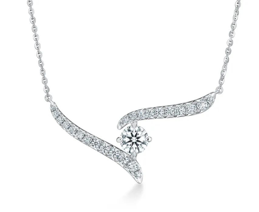Vela Crossover 0.91Ct Diamond Necklace in 18K White Gold, 18in