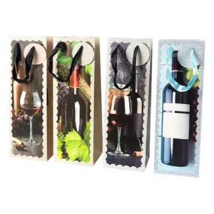 Wine Bottle Bag with Glitter - 12cm x 36cm x 9cm